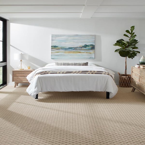 Sharp Perception Elegant Beige 37 oz. Polyester Pattern Installed Carpet