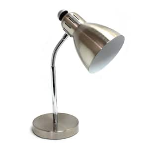 Sleek Essentials 18.8 in. Traditional Brushed Nickel Semi-Flexible Gooseneck Task & Reading Desk Lamp for Office