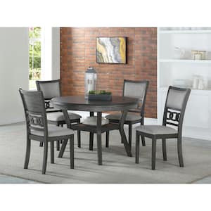 Gia 5-Piece Gray Dining Set with 47  in. Round Dining Table and 4-Chairs