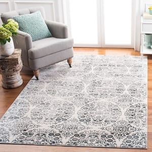 Martha Stewart Isabella Charcoal/Ivory 8 ft. x 10 ft. Abstract Circle Floral Area Rug