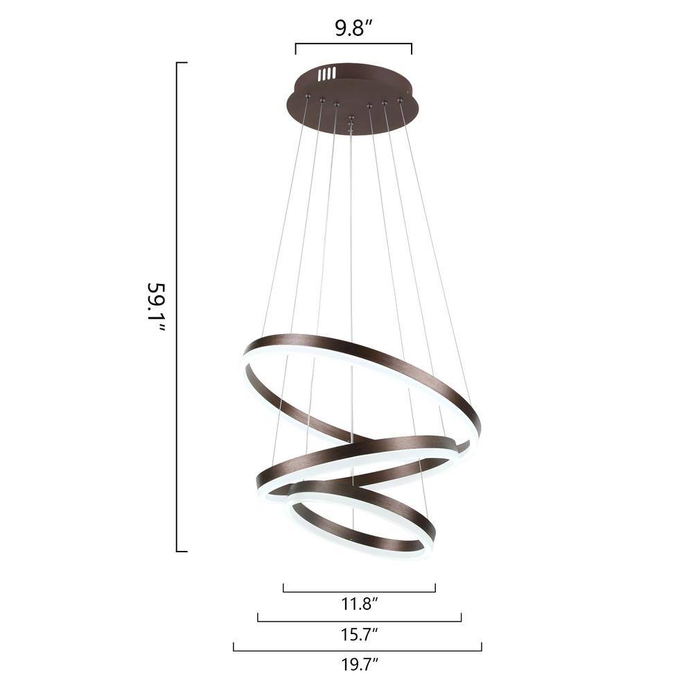 Maxax Brown 3-Light LED Modern Chandelier