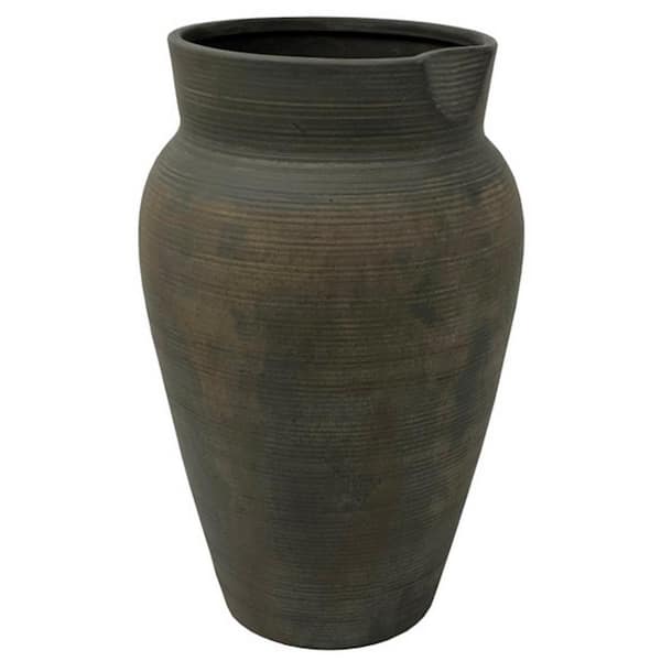 Benjara Leyn 15 in. Gray Ceramic Round Decorative Vase