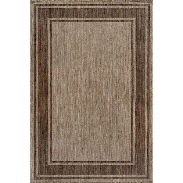 Essence Jute 9 ft. x12 ft. Bordered Easy to Clean Indoor Outdoor Area Rug