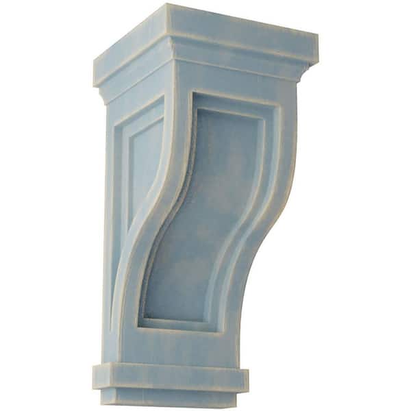 Ekena Millwork 4-3/4 in. x 10 in. x 5 in. Driftwood Blue Traditional Recessed Wood Vintage Decor Corbel