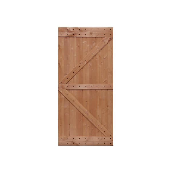 40 in. x 84 in. Ready-to-Assemble British Brace Hardwood Interior Sliding Barn Door Slab with Hardware Kit