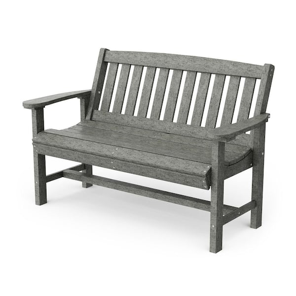 Wildridge Classic Dark Gray HDPE Plastic Outdoor Mission Bench