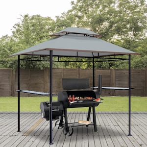 6 ft. x 9 ft. Gill Gazebo Outdoor Patio Gill Gzebos with Ventilation Double Top,Gray