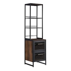 Briarbrook 18.346 in. Wide Barrel Oak Accent Bookcase with File Drawers and Metal Frame