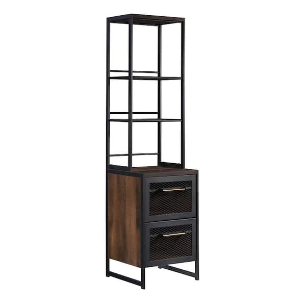 SAUDER Briarbrook 18.346 in. Wide Barrel Oak Accent Bookcase with File Drawers and Metal Frame