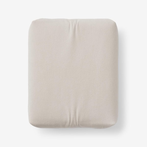 The Company Store Company Cotton Solid Velvet Flannel Oatmeal Cotton Twin Fitted Sheet
