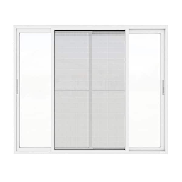 96 in. x 80 in. Universal Handed White Aluminum Sliding Screen Door for Double Entry Door