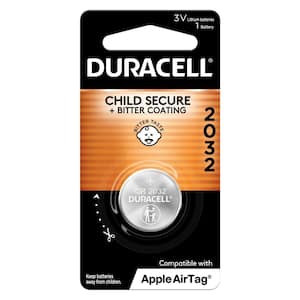 Duracell 2032 Lithium Battery. 2 Count Pack. Child Safety Features.  Compatible with Apple AirTag, Key Fob, and other devices. CR2032 Lithium 3V  Cell.