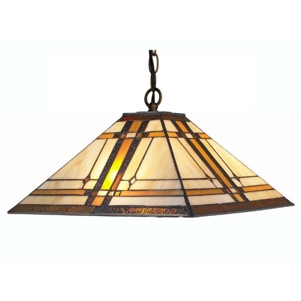 Tiffany Style 18" Brown Stained Glass Pendant Lamp