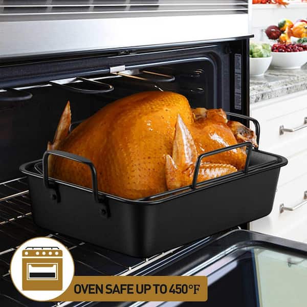 Black Steel Roasting Tray 33cm X 23cm | Non-Stick Coating, Oven Safe, Ideal For Baking, Roasting & Easy Clean-Up