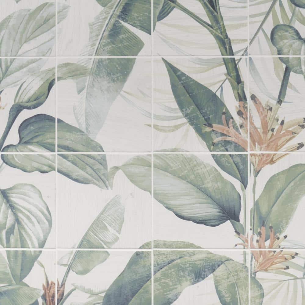 Spring Botanical Matte Porcelain 8" x 8" Tile Mural