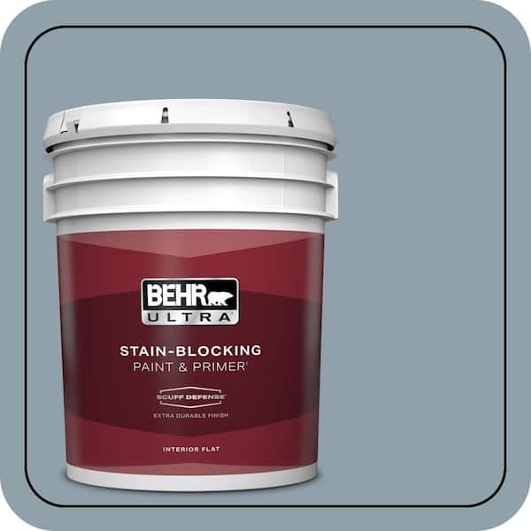 BEHR ULTRA 5 Gal. #N480-4A Dusty Denim Extra Durable Flat Interior Paint and Primer