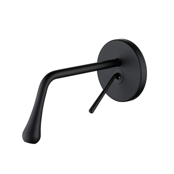 AIMADI Single Handle Wall Mounted Bathroom Faucet Modern Single Hole Brass Bathroom Sink Taps in Matte Black