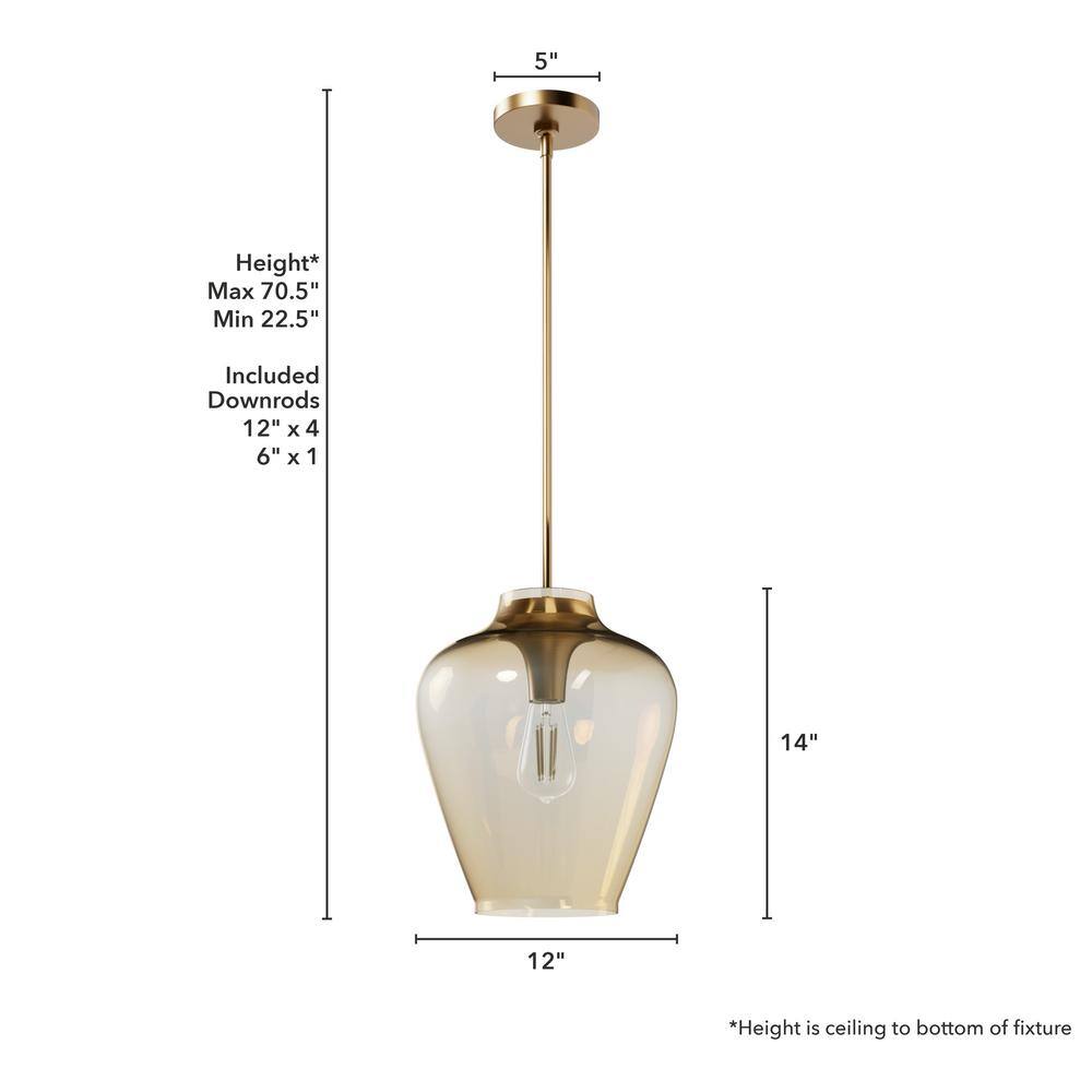 Alturas Gold Amber Iridescent Glass Globe Pendant Light