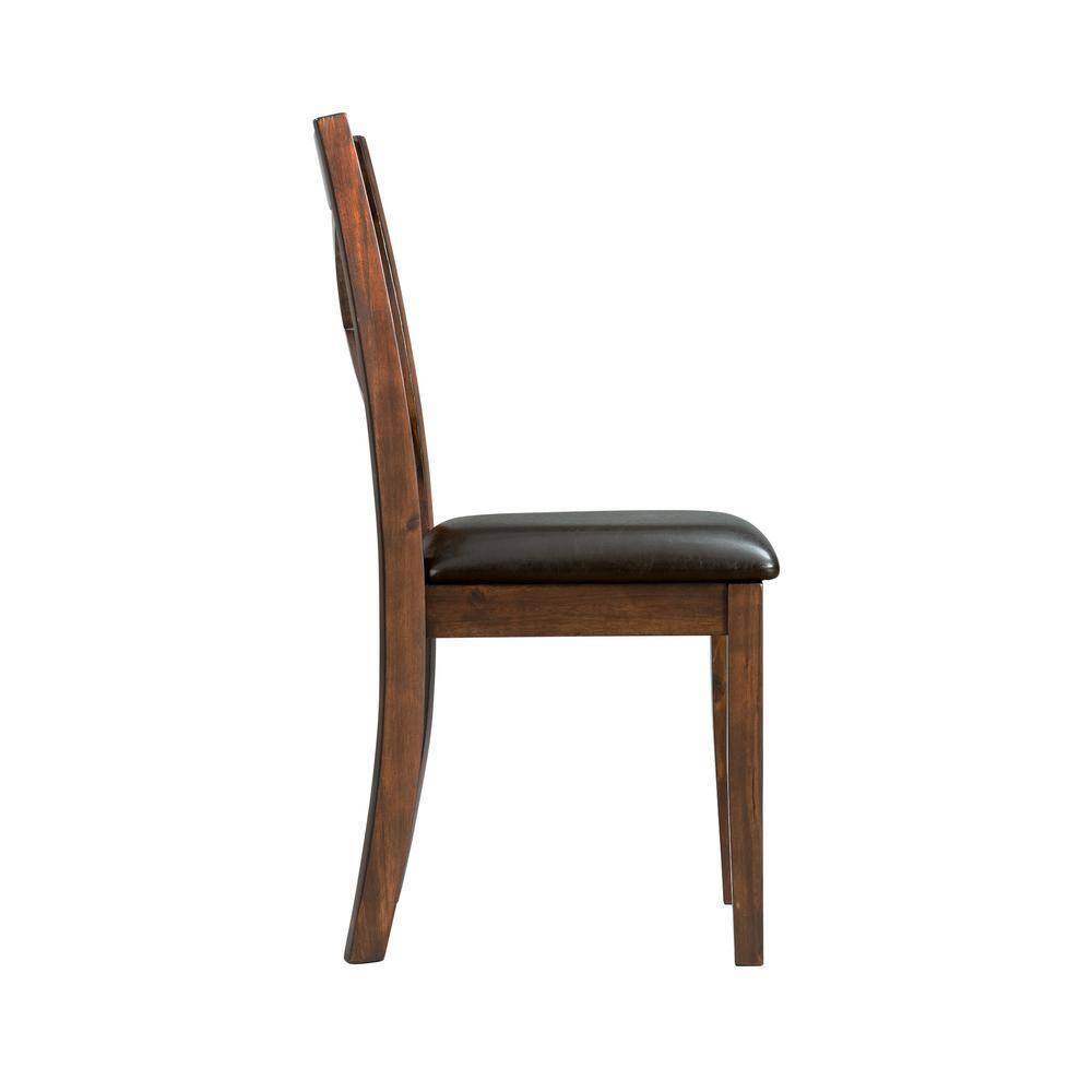 Cherry Faux Leather Upholstered Cross Back Side Chair Set