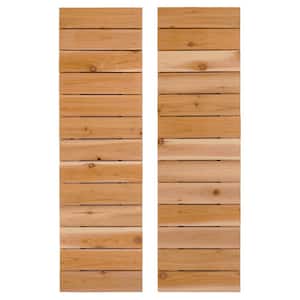 14 in. x 36 in. Wood Horizontal Slat Board and Batten Shutters Pair Unfinished