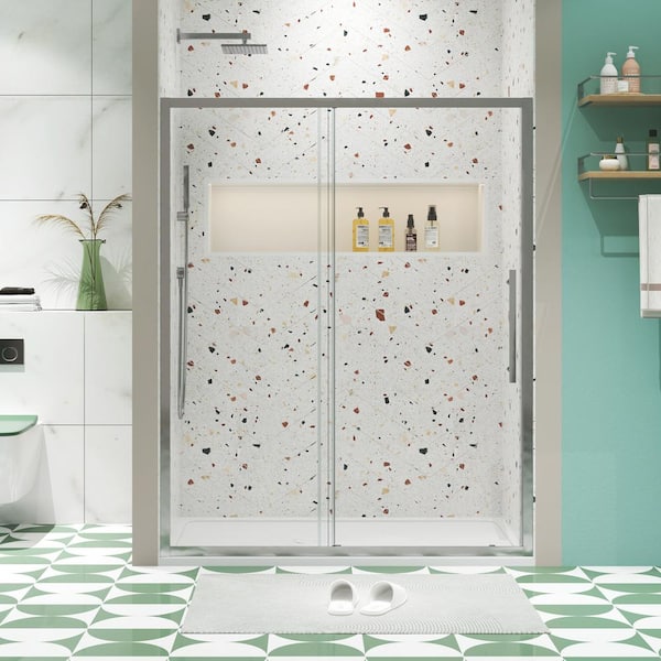 JimsMaison 60 in. W x 72 in. H Sliding Framed Shower Door in Chrome Finish with Tempered Glass