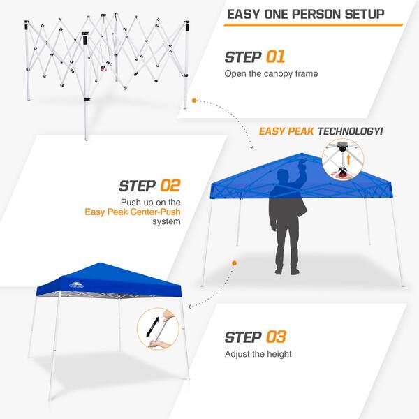 EAGLE PEAK 10 ft. W x 10 ft. D Slant Leg Pop-up Canopy Tent Easy 1