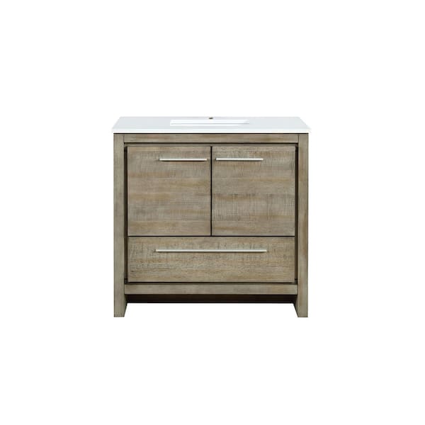 Lafarre 36 in W x 20 in D Rustic Acacia Bath Vanity and White Quartz Top