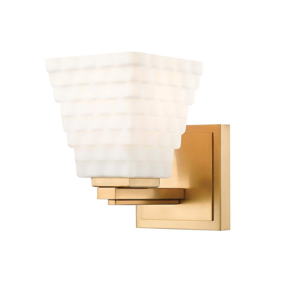 Annalise 1-Light Modern Gold Wall Sconce with Matte Opal Glass Shade
