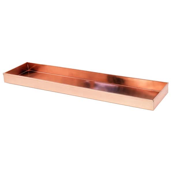 ACHLA DESIGNS 20 in. W x 2 in. H x 5 in. D Polished Copper Plated Stainless Steel Long Decorative Tray