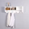 Nine Bull White Entryway Coat Rack with 4 Hooks, Wall Mounted Wooden Storage Shelf, Size: 38.58 x 7.87 x 13.78