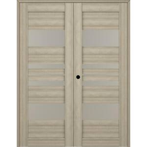 Romi 56 in. x 84 in. Right Hand Active 5-Lite Shambor Wood Composite Double Prehung Interior Door