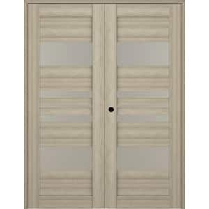Romi 56 in. x 95.25 in. Right Hand Active 5-Lite Frosted Shambor Wood Composite Double Prehung French Door