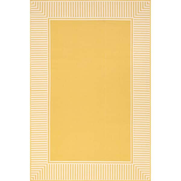 nuLOOM Asha Yellow 7 ft. x 9 ft. Bordered Indoor/Outdoor Area Rug