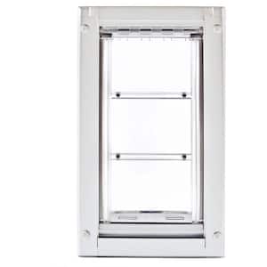 10 in. L x 6 in. W Small Double Flap for Doors with White Aluminum Frame