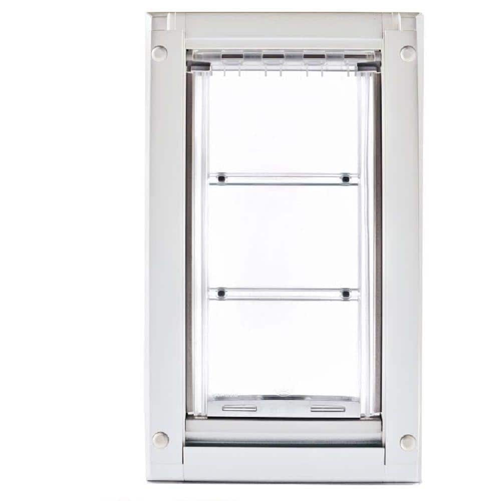UPC 873653002741 product image for 14 in. L x 8 in. W Medium Double Flap for Doors with White Aluminum Frame | upcitemdb.com