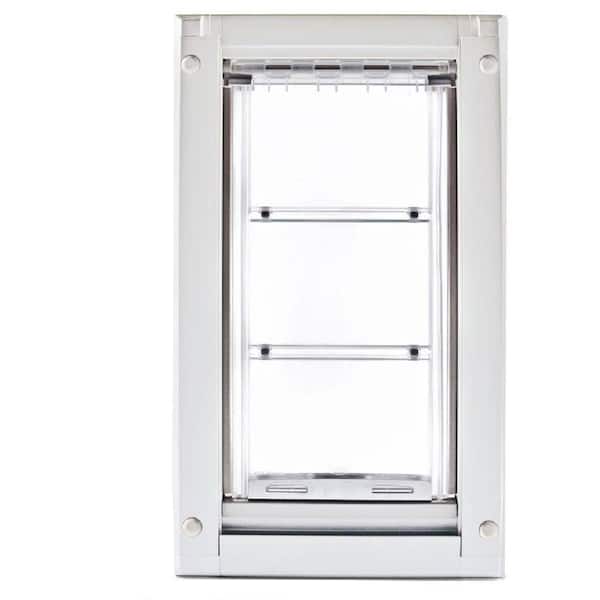 Endura Flap 14 in. L x 8 in. W Medium Double Flap for Doors with White Aluminum Frame