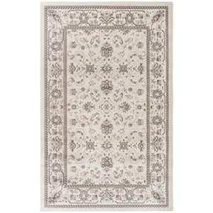 Serenity Home Ivory Mocha 4 ft. x 6 ft. Medallion Traditional Area Rug