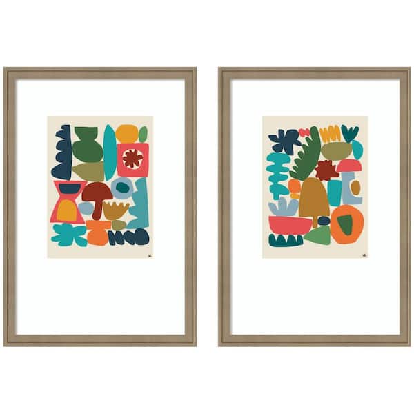 2 Piece Florence "Night Chords" by Kelly Knaga Abstract Framed Art Print Set 26 in. x 38 in.