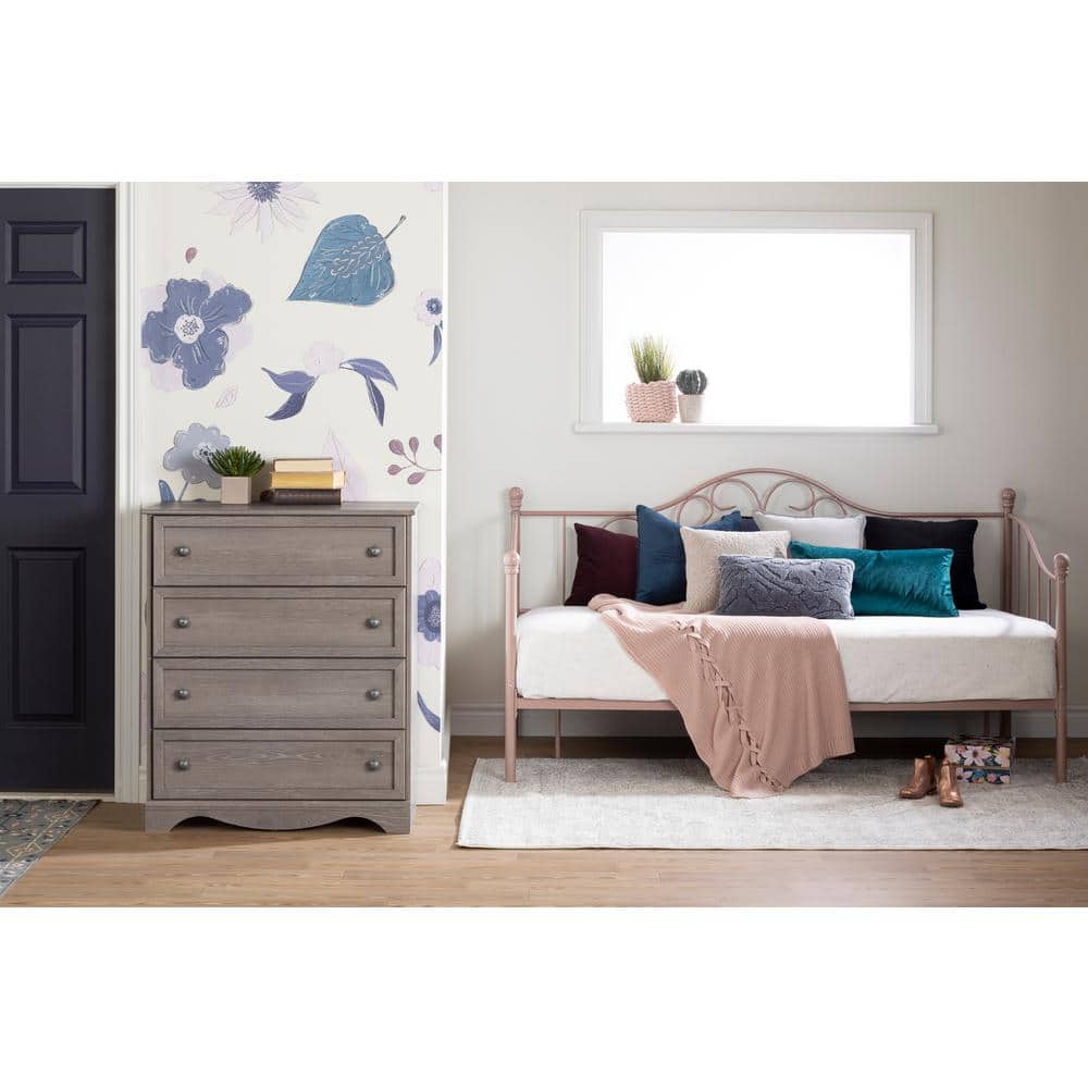 Twin Pink Metal Princess Daybed with Slats