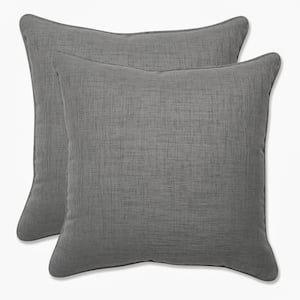 Solid Grey Square Outdoor Square Throw Pillow 2-Pack