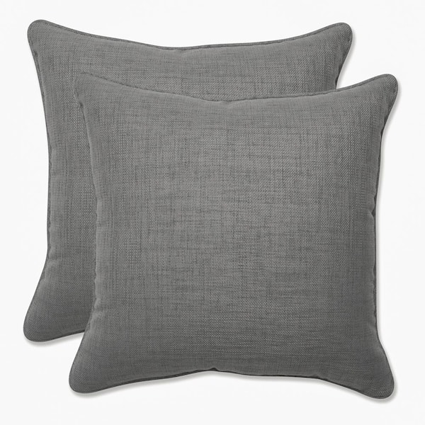 Pillow Perfect Solid Grey Square Outdoor Square Throw Pillow 2-Pack