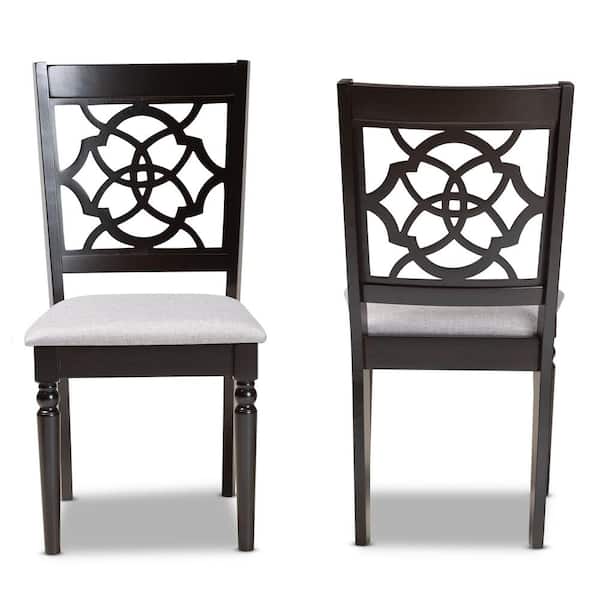 Baxton Studio Renaud Grey and Dark Brown Dining chair (Set of 2)