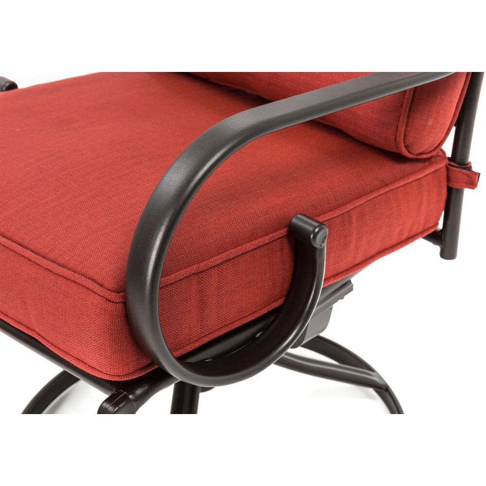 Chili Red Steel 3-Piece Bistro Dining Set with Swivel Rockers