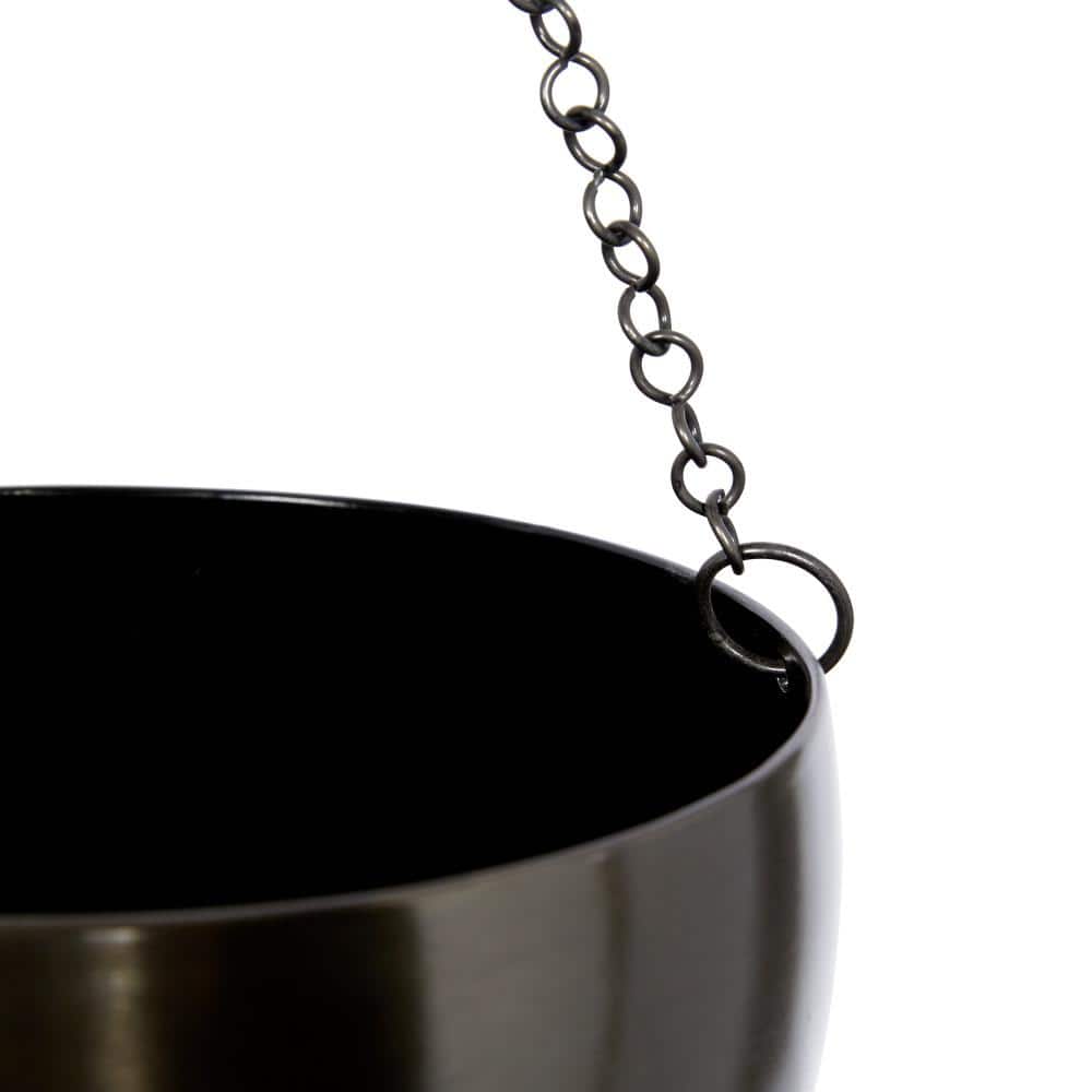 Set of 2 Black Iron Hanging Planters with Chains