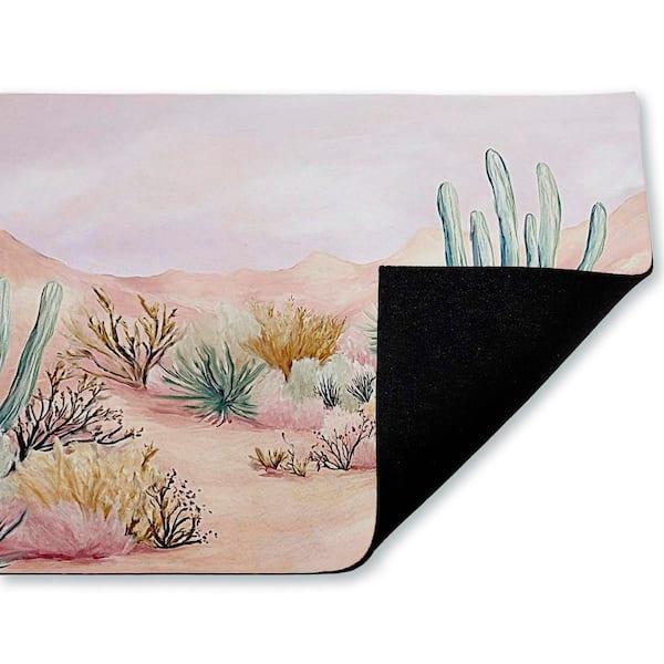 Sandy Desert Wonderland Pink 18 in. x 30 in. Polyester Non-Slip Outdoor Door Mat