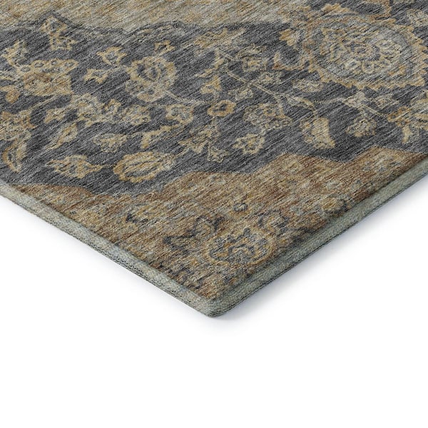 Mayfield Premium Machine Washable Abstract AMF1151 Charcoal 2 ft. 3 in. x 7 ft. 6 in. Runner Rug