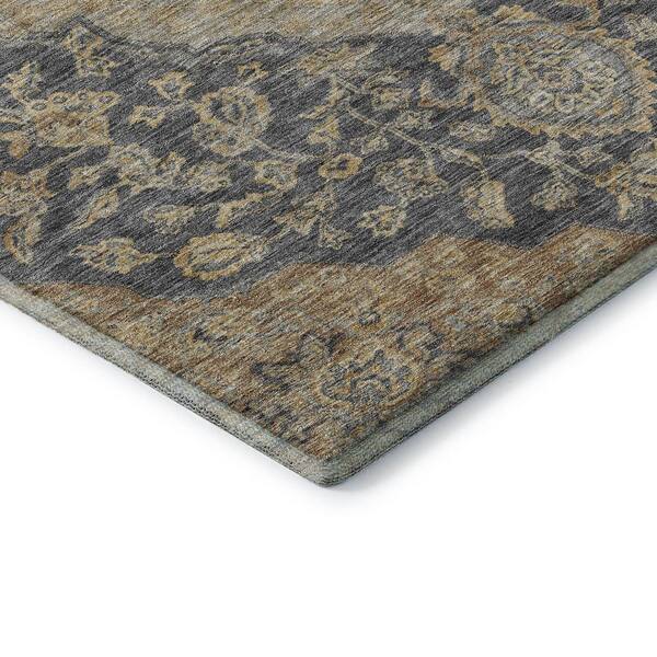 Mayfield Premium Machine Washable Abstract AMF1151 Charcoal 3 ft. x 5 ft. Area Rug