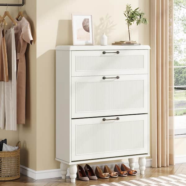 BYBLIGHT 41.73 in. H White 24-Pairs Shoe Storage Cabinet
