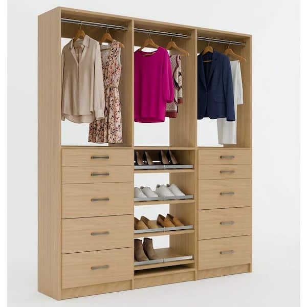 MODULAR CLOSETS Alto 63 in. W Oak Tower System 2 5-Drawer with