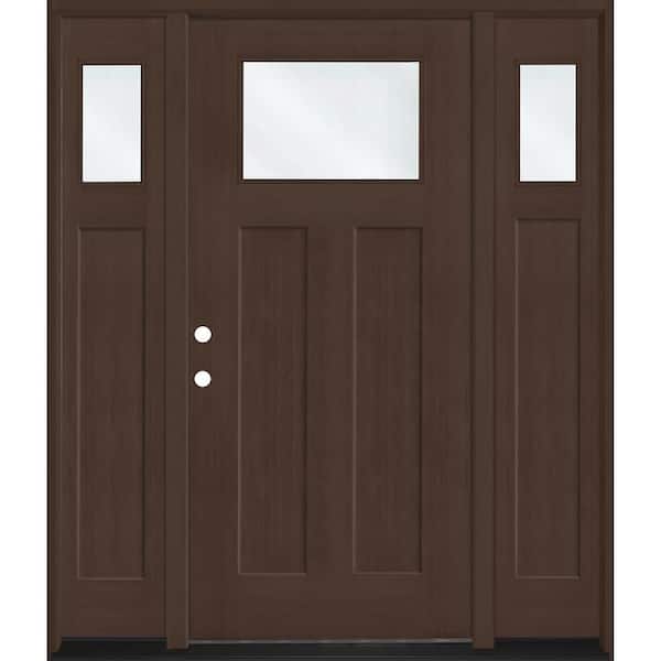 Regency 68 in. x 80 in. 1/4 TopL Clear Glass RHIS Hickory Fir Fiberglass Prehung Front Door w/14 in.-1/4 Top SLs 4-9/16